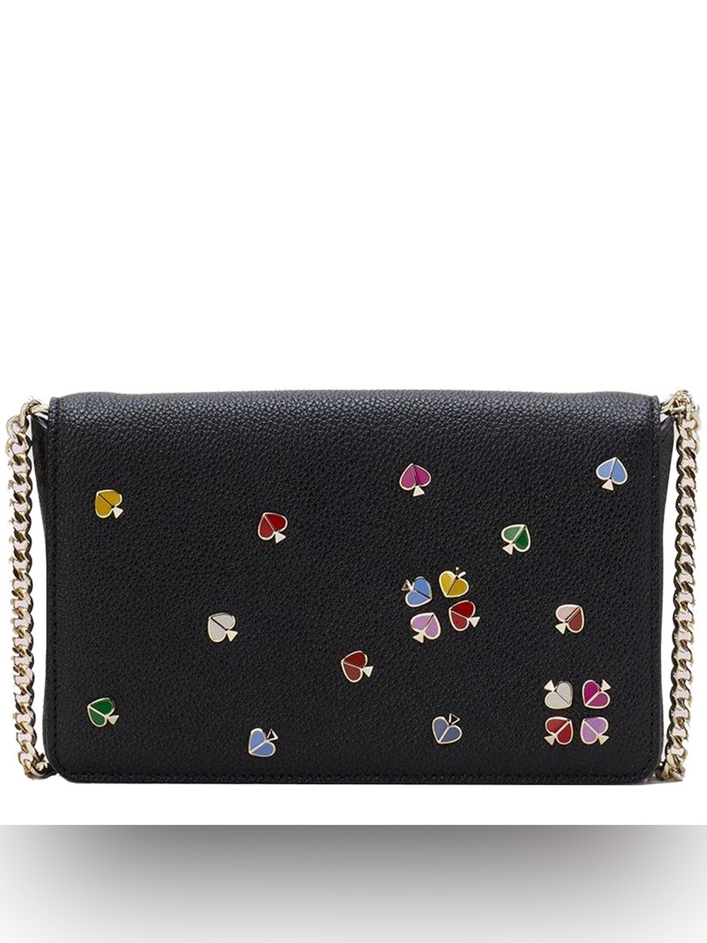kate spade Black Leather Continental Bag with Multicolor Spade Studs RARE